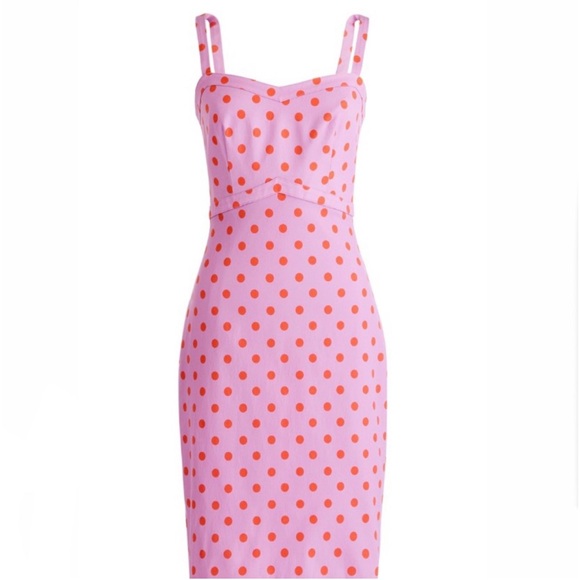 J. Crew Sheath Faille Magenta Polka Dot Dress - Picture 3 of 10